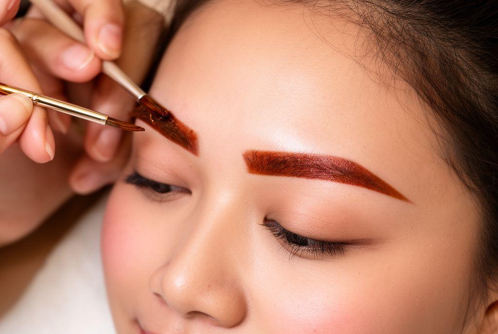 Freshly tinted eyebrows after a henna brow treatment
